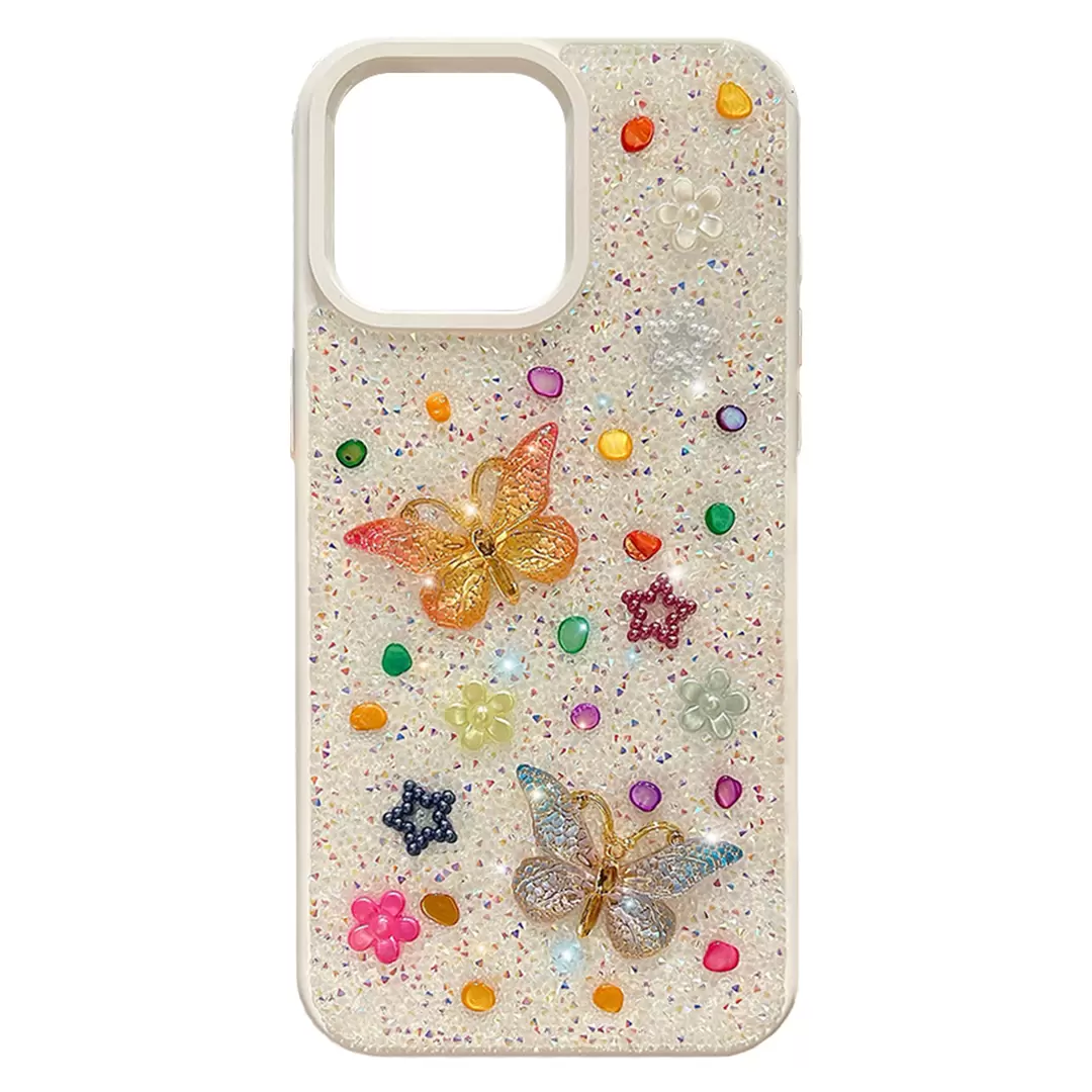 Samsung Galaxy S23 Ultra Butterfly and Diamond Bling Case white